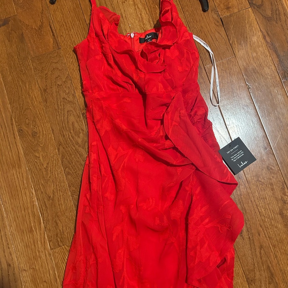 Lulu's Red Ruffle-Trim Maxi Dress - Picture 2 of 2